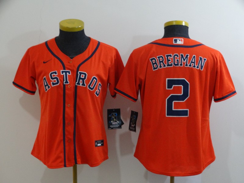 Houston Astros BREGMAN #2 Orange Women MLB Jersey