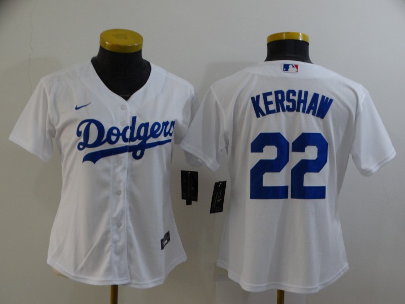 Los Angeles Dodgers KERSHAW #22 White Women Baseball Jersey