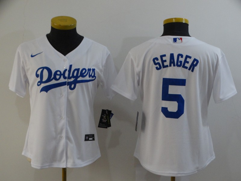 Los Angeles Dodgers SEAGER #5 White Women MLB Jersey