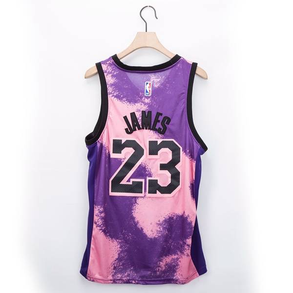 Los Angeles Lakers 20/21 JAMES #23 Purple Pink AJ Basketball Jersey ...