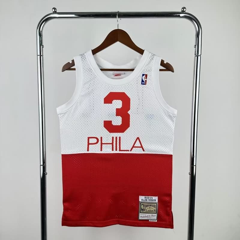 Philadelphia 76ers 2003/04 White Red Classics Basketball Jersey (Hot Press)