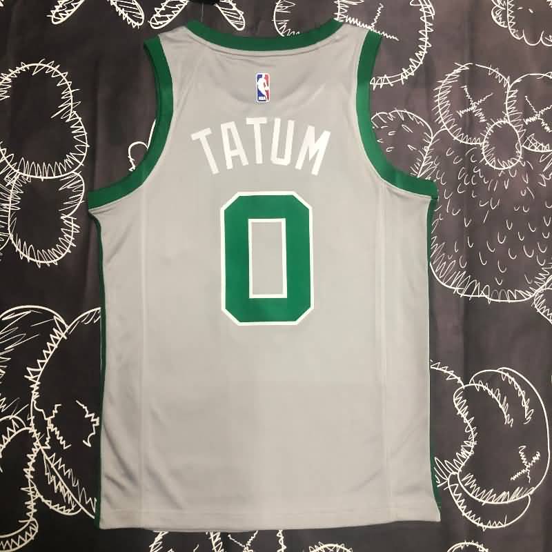 Boston Celtics TATUM #0 Grey Basketball Jersey (Hot Press)