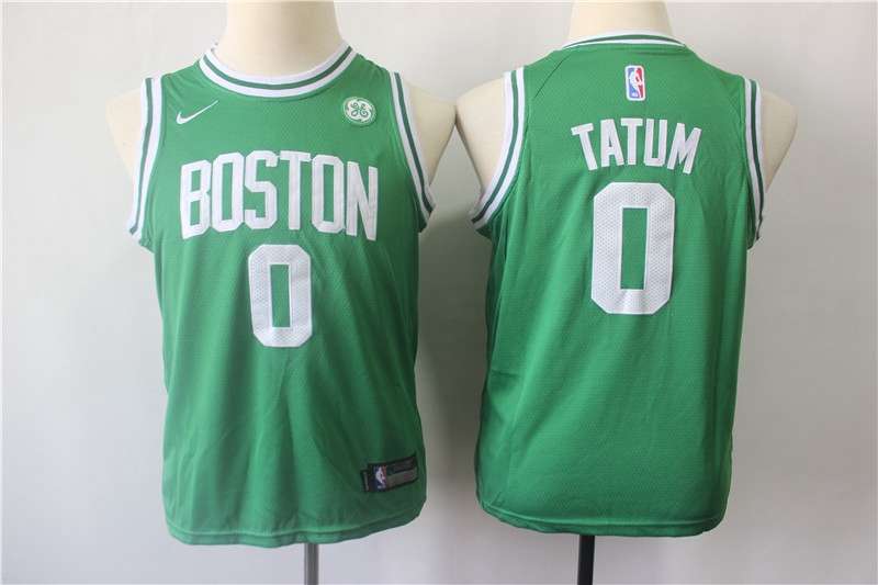 Young Boston Celtics TATUM #0 Green Basketball Jersey (Stitched)