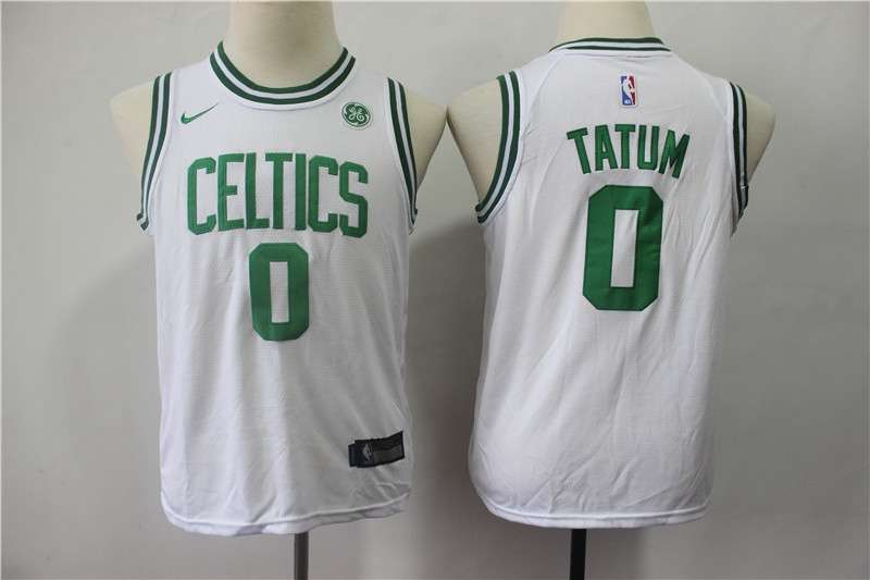 Young Boston Celtics TATUM #0 White Basketball Jersey (Stitched)