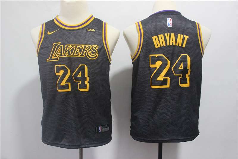 Young Los Angeles Lakers BRYANT #24 Black City Basketball Jersey (Stitched)