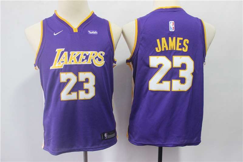Young Los Angeles Lakers JAMES #23 Purples Basketball Jersey (Stitched) 02