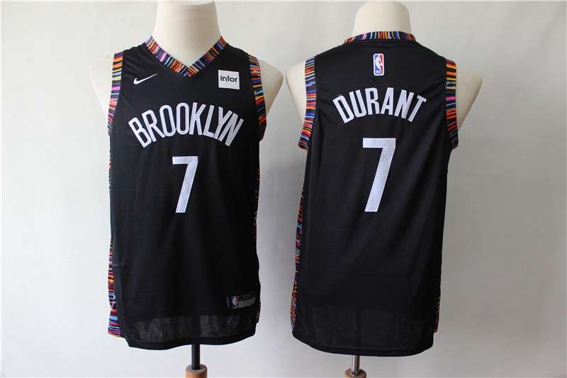 Young Brooklyn Nets DURANT #7 Black City Basketball Jersey (Stitched)