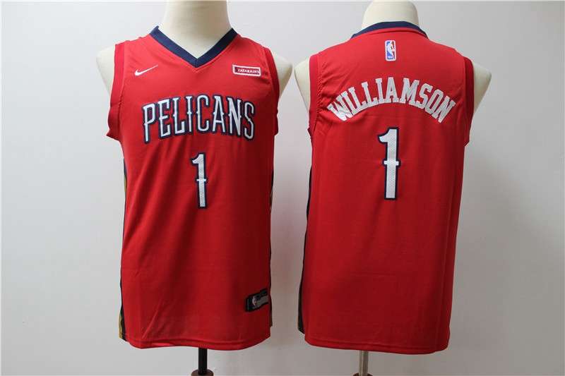 Young New Orleans Pelicans WILLIAMSON #1 Red Basketball Jersey (Stitched)