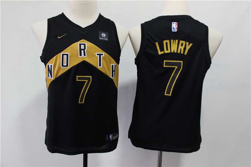 Young Toronto Raptors LOWRY #7 Black City Basketball Jersey (Stitched)