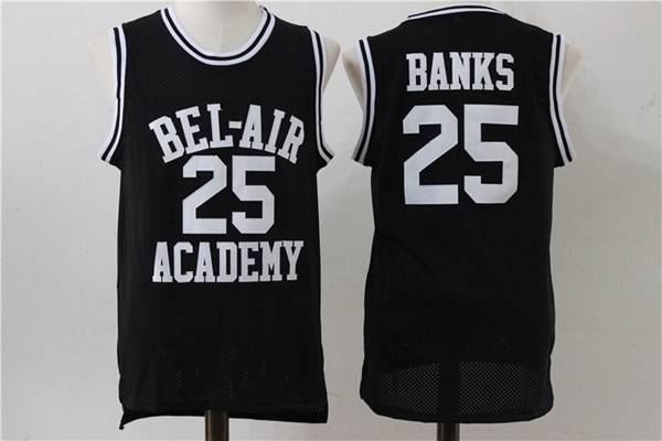 Movie BANKS #25 Black Basketball Jersey (Stitched)