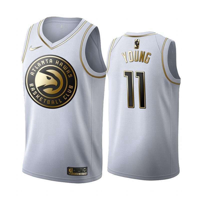 Atlanta Hawks 2020 YOUNG #11 White Gold Basketball Jersey (Stitched)