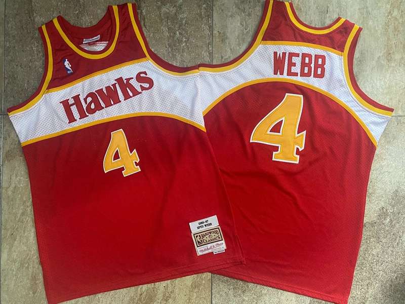 Atlanta Hawks 86/87 WEBB #4 Red Classics Basketball Jersey (Closely Stitched)