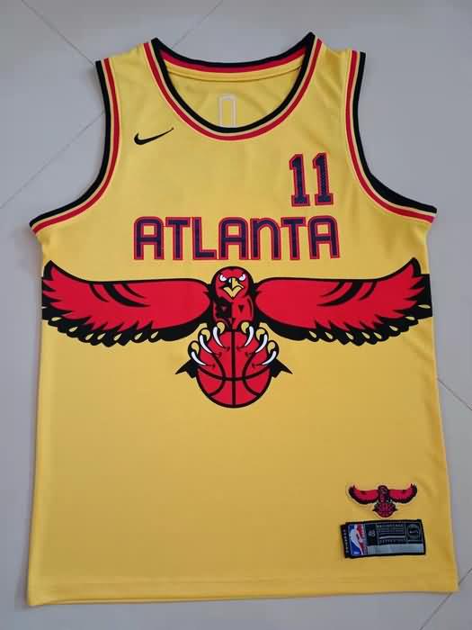 Atlanta Hawks YOUNG #11 Yellow Basketball Jersey (Stitched)