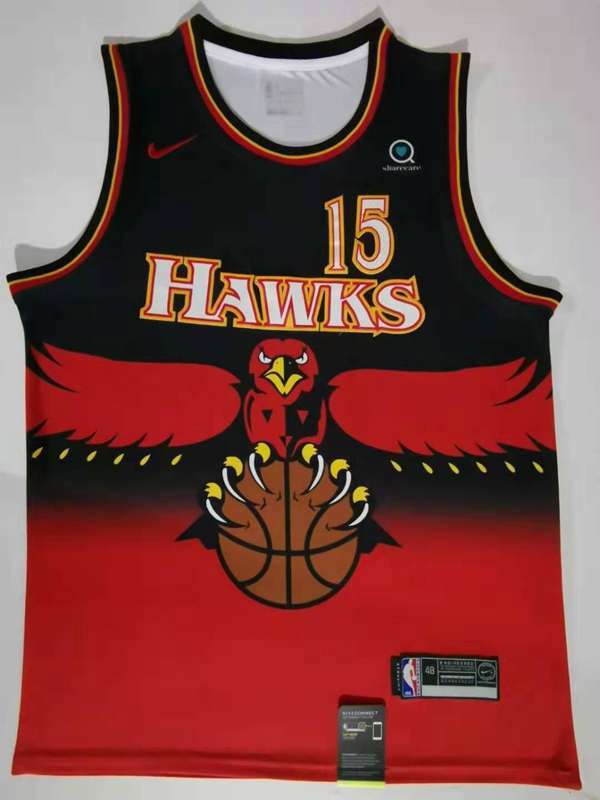 Atlanta Hawks CARTER #15 Black Red Classics Basketball Jersey (Stitched)