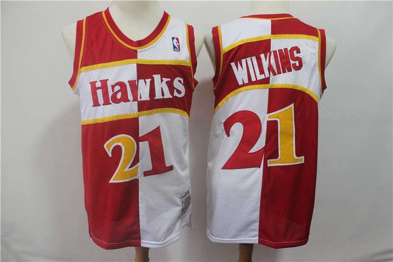 Atlanta Hawks WILKINS #21 Red White Classics Basketball Jersey (Stitched)