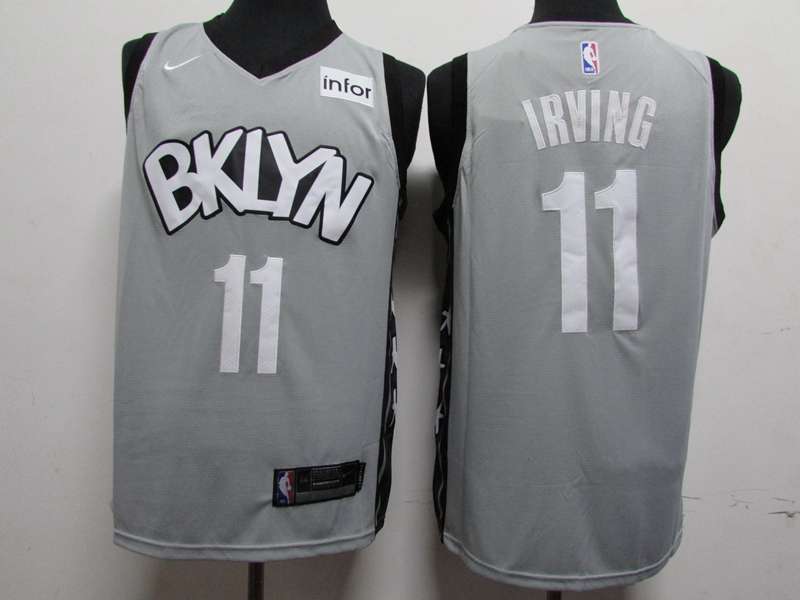Brooklyn Nets 2020 IRVING #11 Grey Basketball Jersey (Stitched)