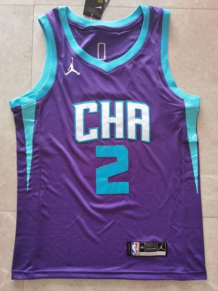 Charlotte Hornets 20/21 BALL #2 Purples AJ Basketball Jersey (Stitched)