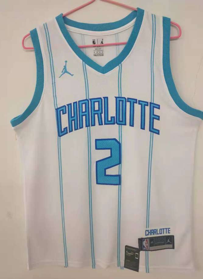 Charlotte Hornets 20/21 BALL #2 White AJ Basketball Jersey (Stitched)