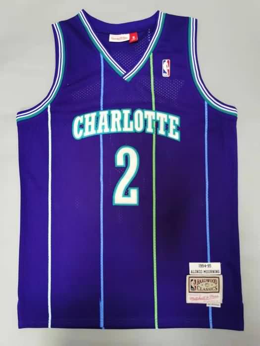 Charlotte Hornets 1994/95 JOHNSON #2 Purple Classics Basketball Jersey (Stitched)