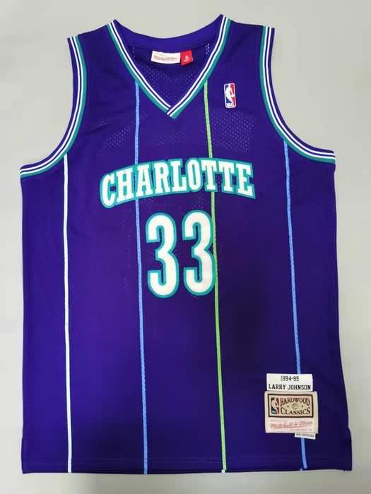 Charlotte Hornets 1994/95 MOURNING #33 Purple Classics Basketball Jersey (Stitched)