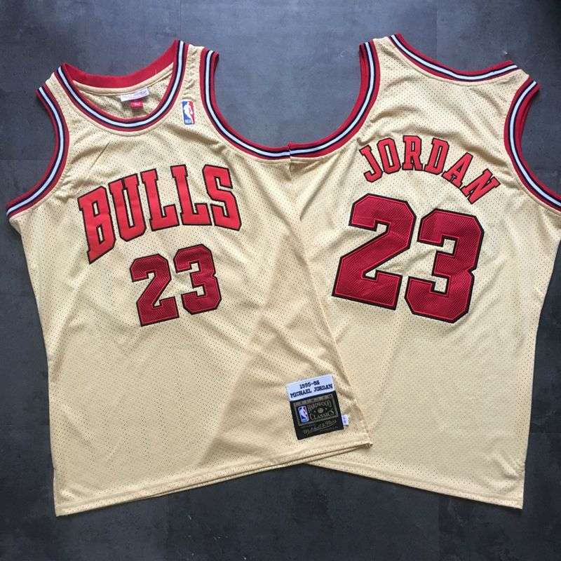 Chicago Bulls 95/96 JORDAN #23 Gold Classics Basketball Jersey (Closely Stitched)