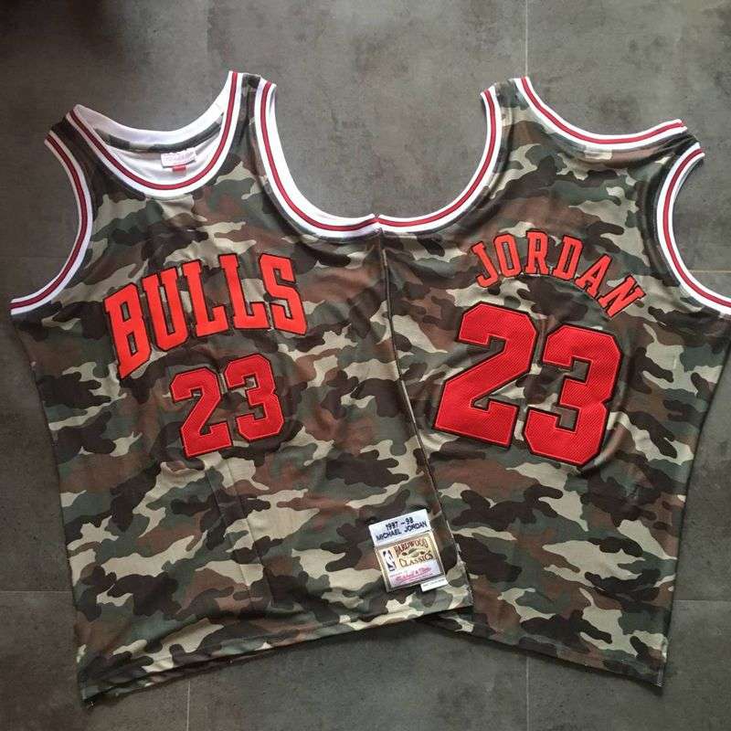 Chicago Bulls 97/98 JORDAN #23 Camouflage Classics Basketball Jersey (Closely Stitched)