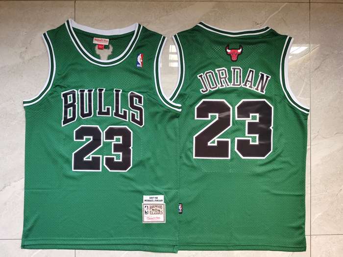 Chicago Bulls 97/98 JORDAN #23 Green Classics Basketball Jersey (Stitched)