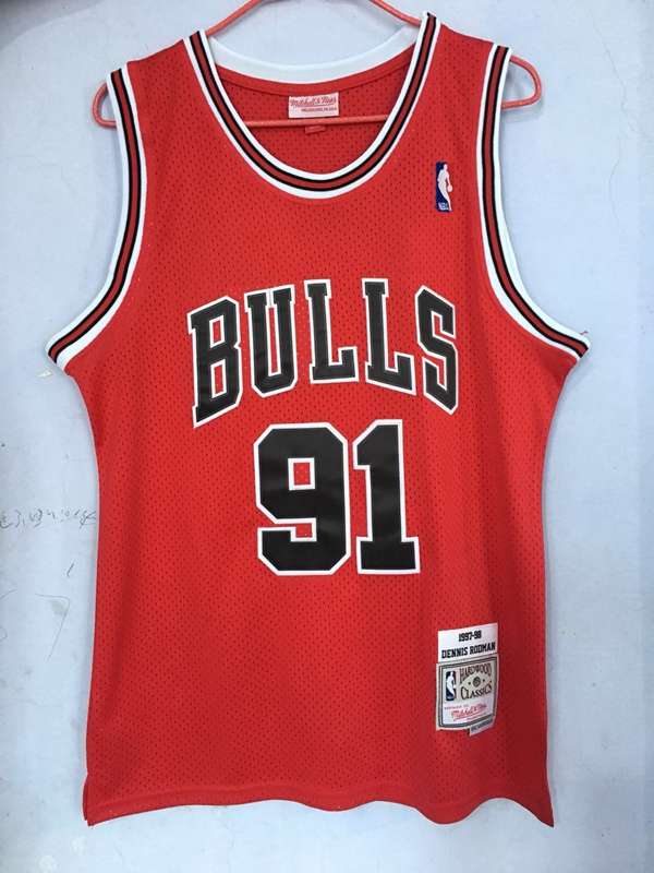 Chicago Bulls 97/98 RODMAN #91 Red Classics Basketball Jersey (Stitched)