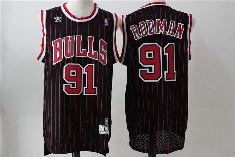 Chicago Bulls RODMAN #91 Black Classics Basketball Jersey (Stitched)