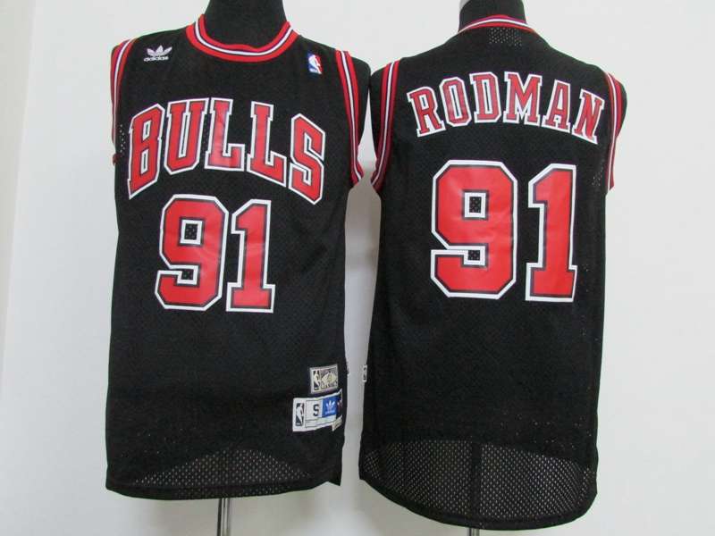 Chicago Bulls RODMAN #91 Black Classics Basketball Jersey (Stitched) 02