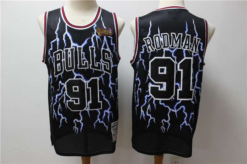 Chicago Bulls RODMAN #91 Black Classics Basketball Jersey (Stitched) 03