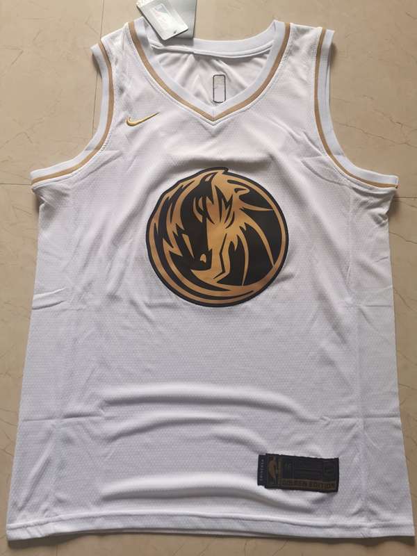 Dallas Mavericks 2020 DONCIC #77 White Gold Basketball Jersey (Stitched)