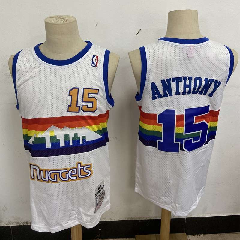 Denver Nuggets 03/04 ANTHONY #15 White Classics Basketball Jersey (Stitched)
