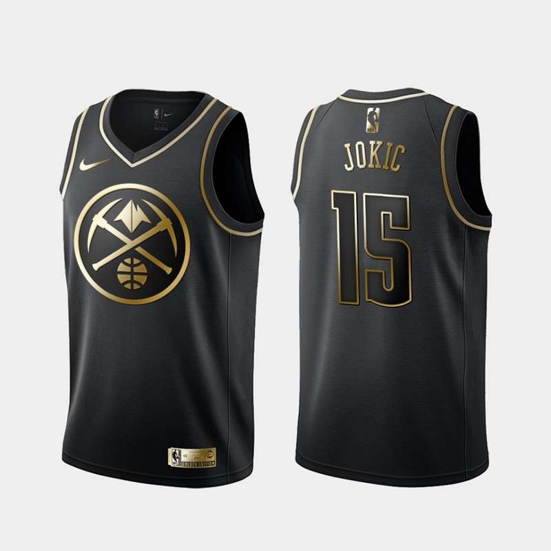 Denver Nuggets 2020 JOKIC #15 Black Gold Basketball Jersey (Stitched)