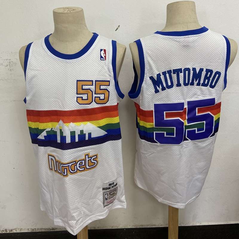 Denver Nuggets 91/92 MUTOMBO #55 White Classics Basketball Jersey (Stitched)
