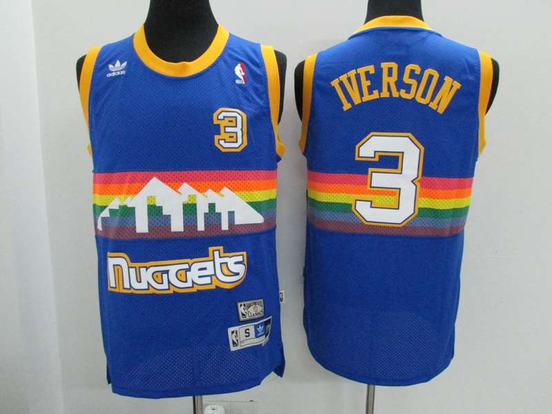 Denver Nuggets IVERSON #3 Blue Classics Basketball Jersey (Stitched)