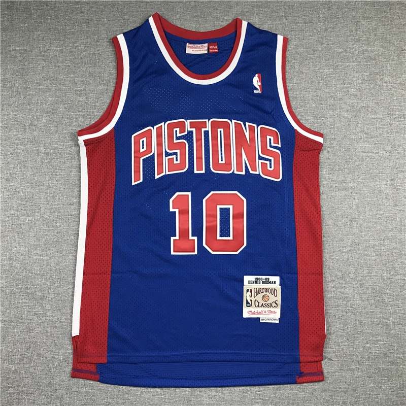 Detroit Pistons 88/89 RODMAN #10 Blue Classics Basketball Jersey (Stitched)