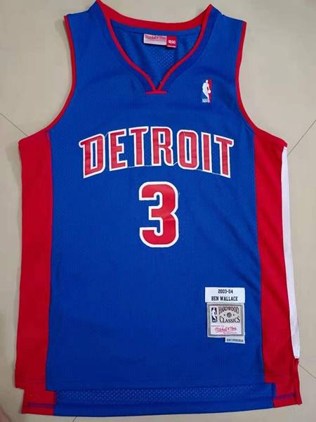 Detroit Pistons 2003/04 WALLACE #3 Blue Classics Basketball Jersey (Stitched)