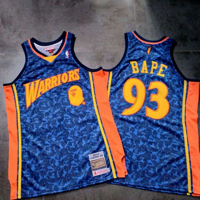 Golden State Warriors 09/10 BAPE #93 Dark Blue Classics Basketball Jersey (Closely Stitched)