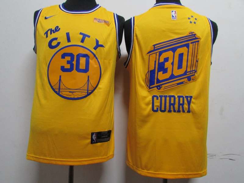 Golden State Warriors 2020 CURRY #30 Yellow City Basketball Jersey (Stitched)