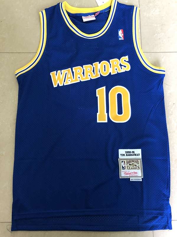 Golden State Warriors 90/91 HARDAWAY #10 Blue Classics Basketball Jersey (Stitched)
