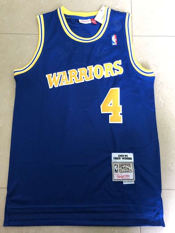 Golden State Warriors 93/94 WEBBER #4 Blue Classics Basketball Jersey (Stitched)