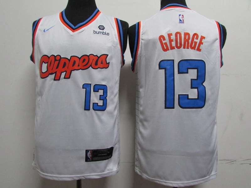 Los Angeles Clippers GEORGE #13 White Basketball Jersey (Stitched) 02