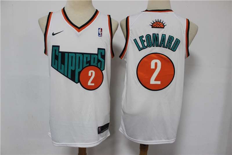 Los Angeles Clippers LEONARD #2 White Basketball Jersey (Stitched) 03