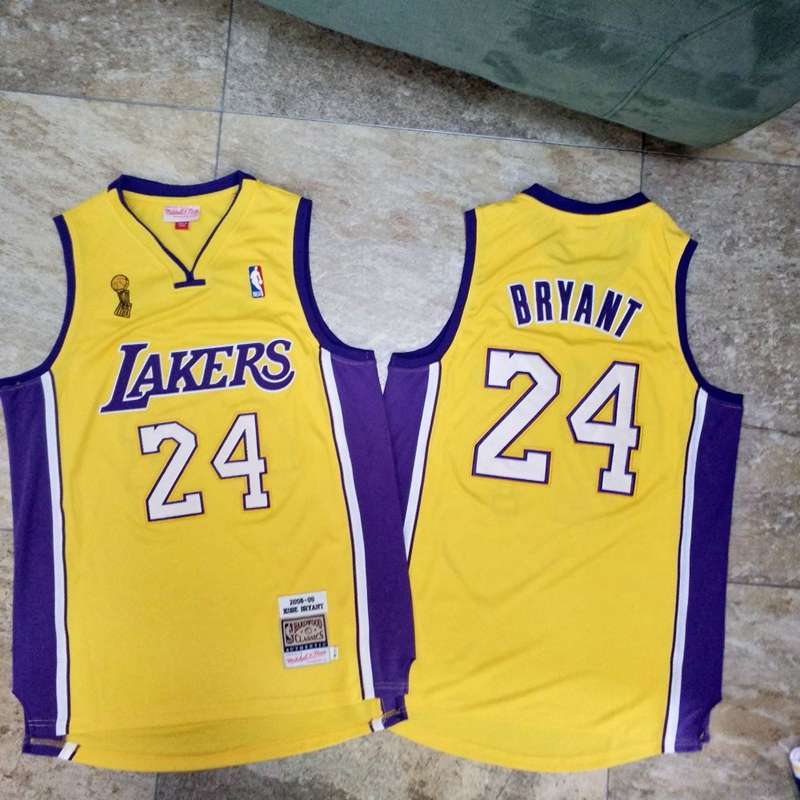 Los Angeles Lakers 08/09 BRYANT #24 Yellow Champion Classics Basketball Jersey (Closely Stitched)