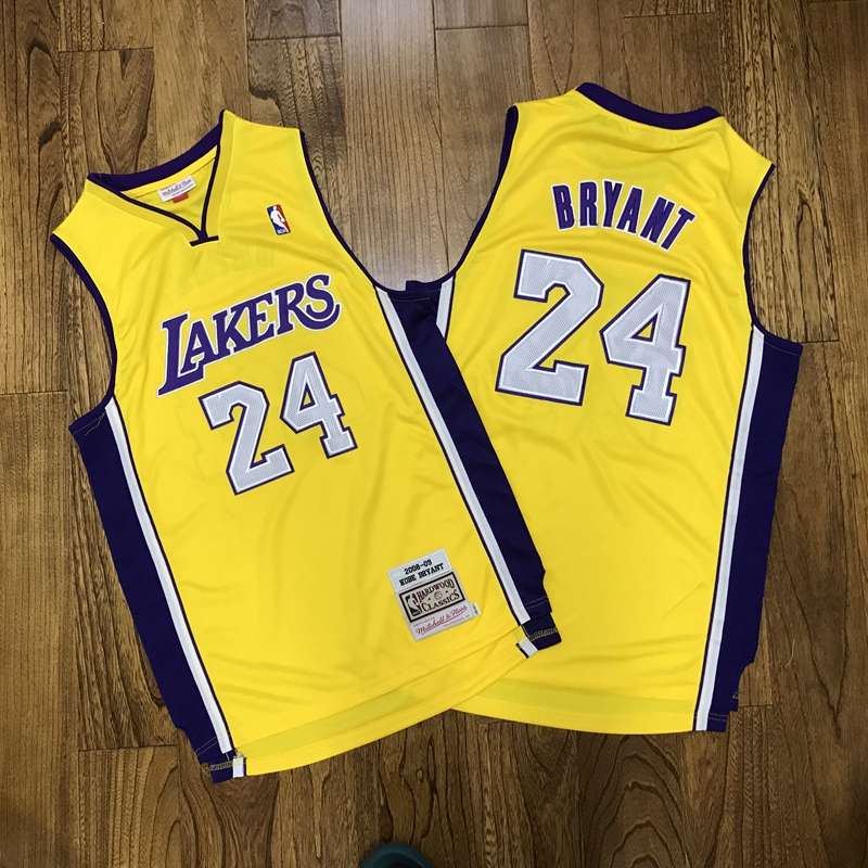 Los Angeles Lakers 08/09 BRYANT #24 Yellow Classics Basketball Jersey (Closely Stitched)