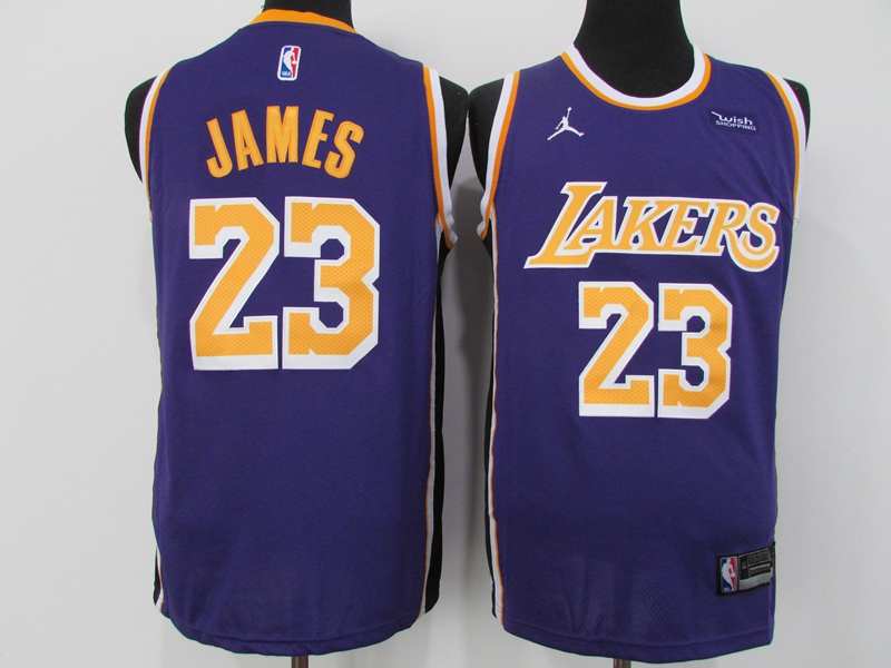 Los Angeles Lakers 20/21 JAMES #23 Purple AJ Basketball Jersey (Stitched)