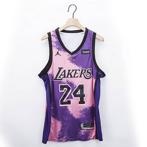 Los Angeles Lakers 20/21 BRYANT #24 Purple Pink AJ Basketball Jersey (Stitched)