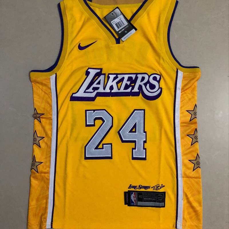 Los Angeles Lakers 2020 BRYANT #24 Yellow City Basketball Jersey (Closely Stitched)