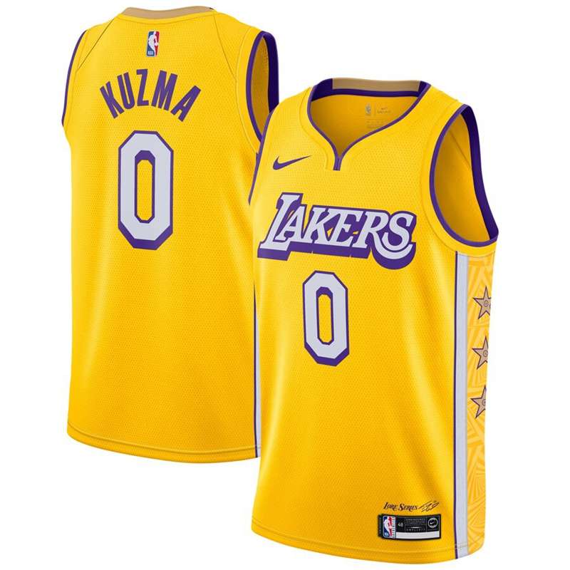 Los Angeles Lakers 2020 KUZMA #0 Yellow City Basketball Jersey (Stitched)